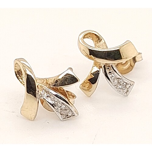 9 Carat Yellow Gold and Diamond Stud Earrings