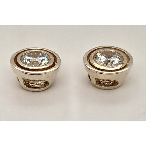 Sterling Silver Cubic Zirconia Magnetic Clip On Earrings