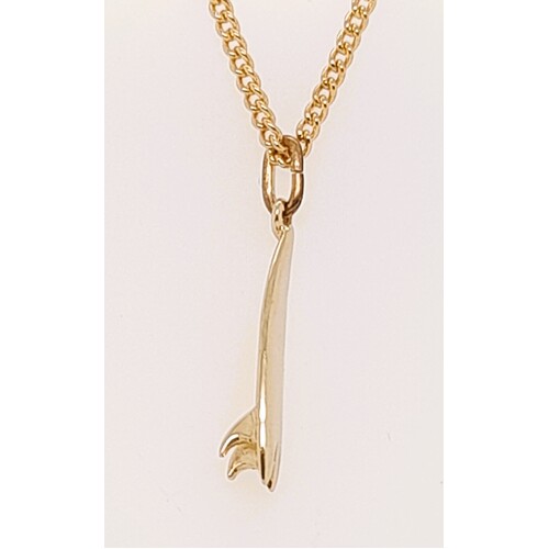 9 Carat Yellow Gold Surf Board Charm/Pendant