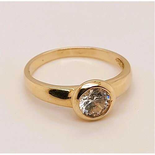 Bezel set cubic zirconia sales ring