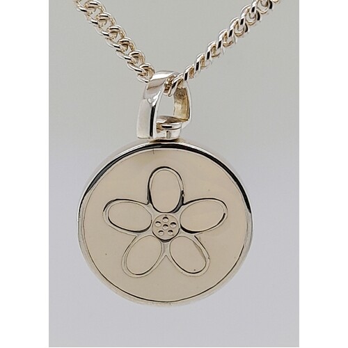 Sterling Silver Enamel Reversible Black or White Daisy Pendant