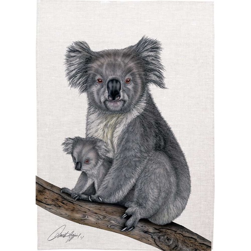 David Higgins 'Koala and Joey' Cotton Tea Towel