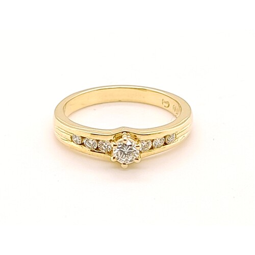 18 Carat Yellow Gold Claw and Channel Set Diamond Dress Ring AUS Size N