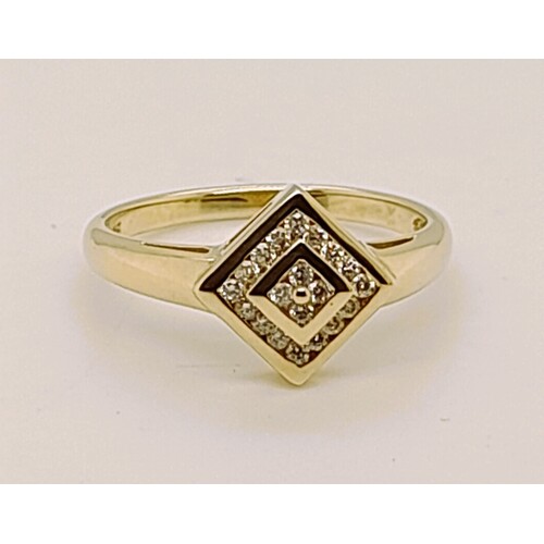 9 Carat Yellow Gold Square Shaped Channel Set Diamond Ring AUS Size M1/2
