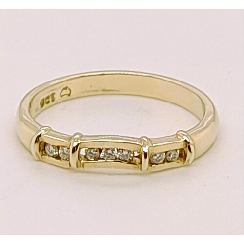 9 Carat Yellow Gold Channel Set Fitted Diamond Ring AUS Size M½