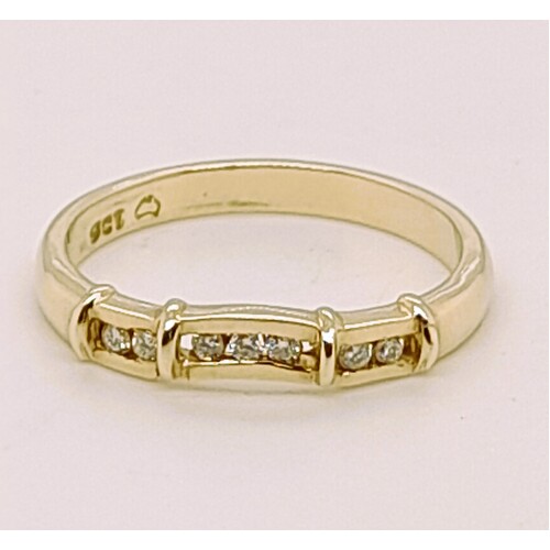 9 Carat Yellow Gold Channel Set Fitted Diamond Ring AUS Size M1/2