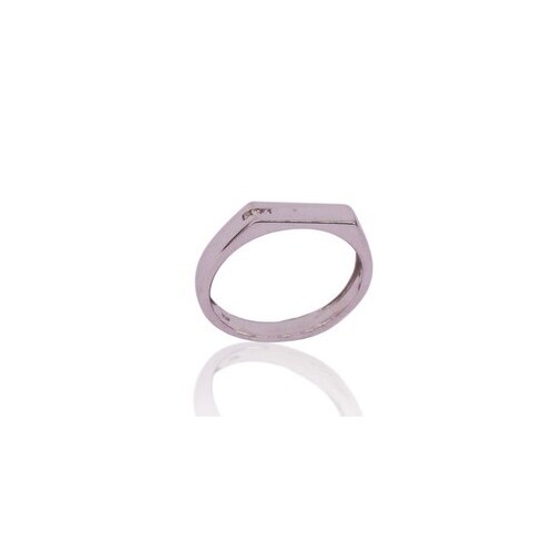 9 Carat White Gold Diamond Set Signet Ring AUS Size V½