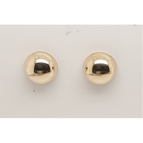9 Carat Yellow Gold Half Dome Stud Earrings