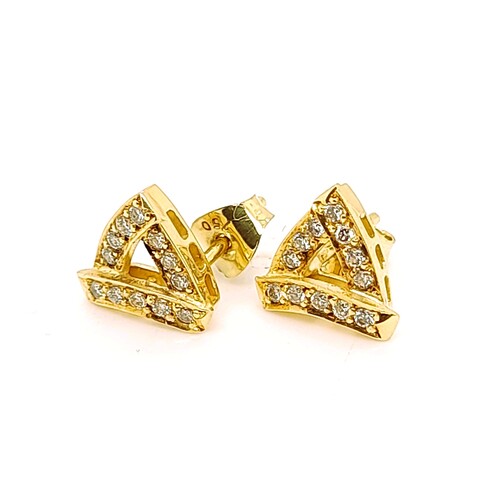 18 Carat Yellow Gold and Diamond Stud Earrings