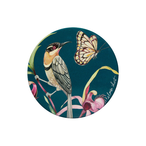 Eloise Short Lyric Collection Spinebill Honeyeater 10cm Round Ceramic Coaster