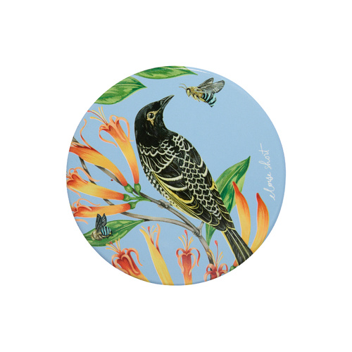 Eloise Short Lyric Collection Regent Honeyeater 10cm Round Ceramic Coaster