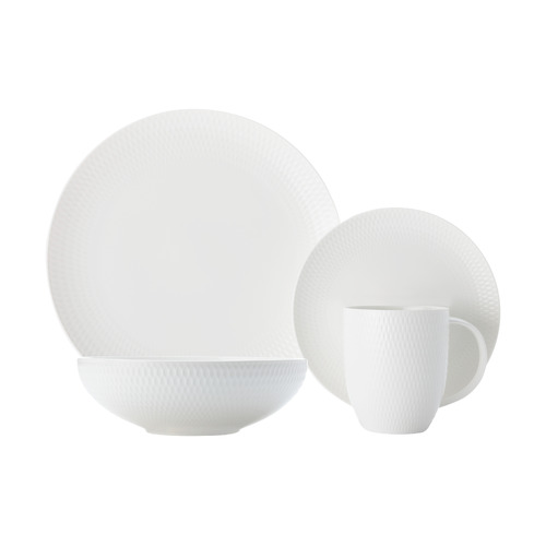 White Basics Diamonds Coupe 16 piece Dinner Set