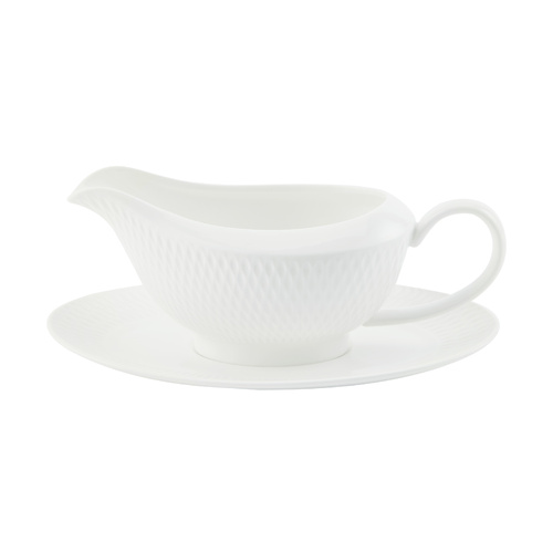 Maxwell & Williams White Basics Diamonds 480ml Gravy Boat & Saucer