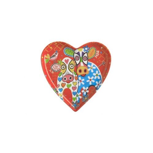 Donna Sharam Love Hearts Happy Moo Day 15.5cm Heart Plate Signed by Donna Sharam