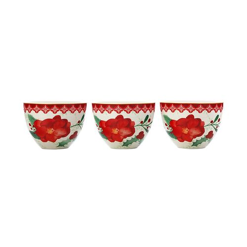 Mistletoe Set of 3 Porcelain 10cm Bowls