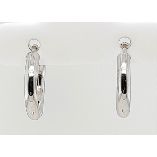 9 Carat White Gold Small Plain Huggies