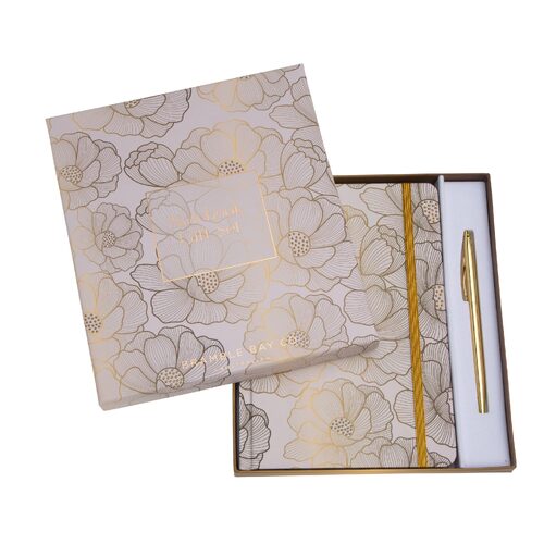 Elegance Collection Amber & Magnolia Notebook & Pen Gift Set