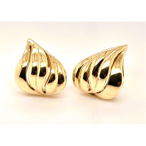 9 Carat Yellow Gold Tear Drop Shaped Stud Earrings