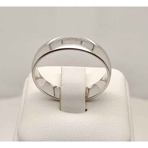 9 Carat White Gold Half Round Barrel Ring AUS Size U
