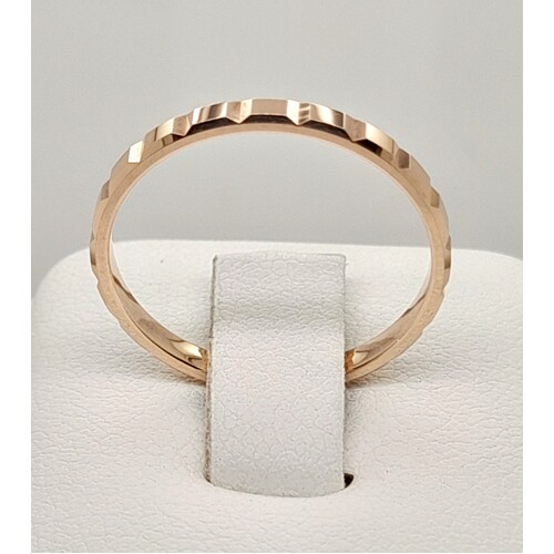9 Carat Rose Gold Faceted Bevelled Edge Stackable Ring AUS Size N