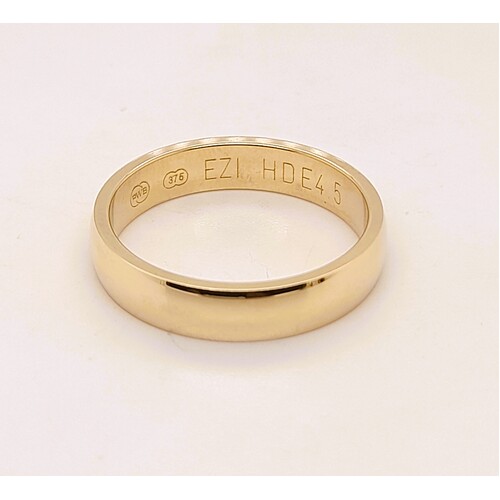 9 Carat Yellow Gold High Dome Round Edge Ring AUS Size S