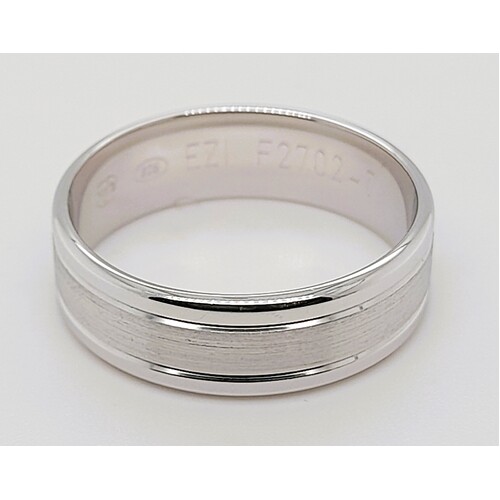 Sterling Silver 7mm Wide Satin & Polished Finish Ring AUS Size W