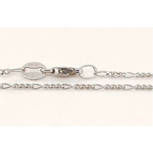 9 Carat White Gold Diamond Cut Figaro Link 50cm Chain