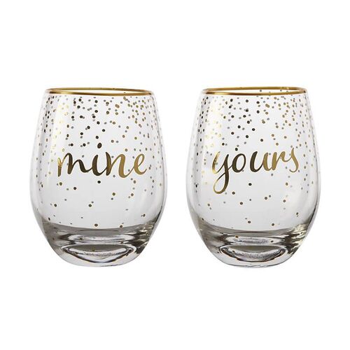 Celebrations Mine/Yours Set of 2 Stemless 500ml Glasses