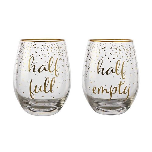 Celebrations Half Full/Half Empty Set of 2 Stemless 500ml Glasses