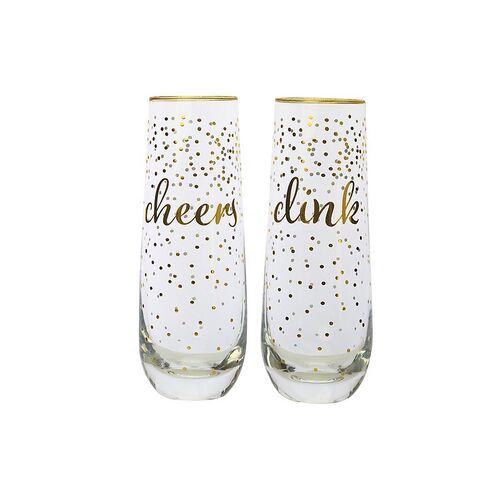 Celebrations Cheers/Clink Set of 2 Stemless 300ml Flutes