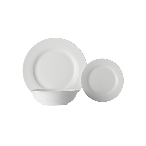 White Basics European Rim 18 Piece Dinner Set