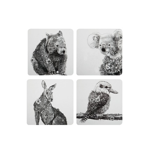 Marini Ferlazzo Animals of Australia Set of 4 Cork Backed 10.5cm Coasters
