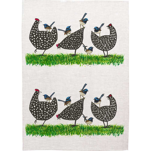 Grant Lennox Pecking Order Cotton Tea Towel