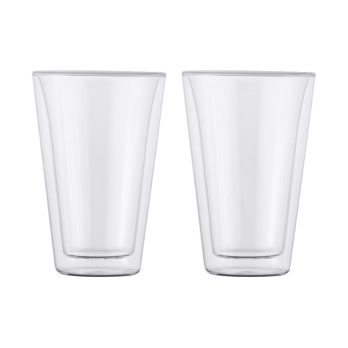 Blend Set of 2 Double Walled 400ml Conical Glass Cups