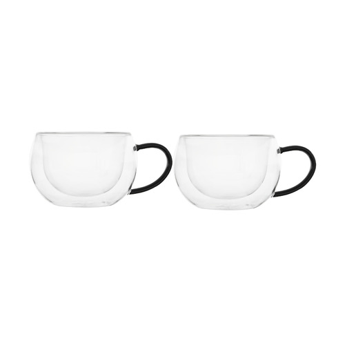 Blend Set of 2 Noir Double Wall 270ml Glass Mugs