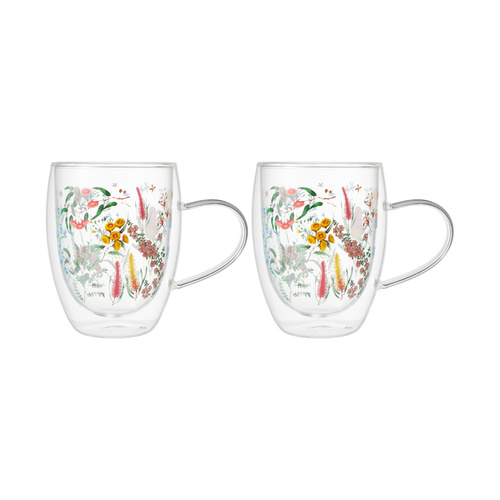 Maxwell & Williams Honey Wattle Set of 2 Double Wall 350ml Mug