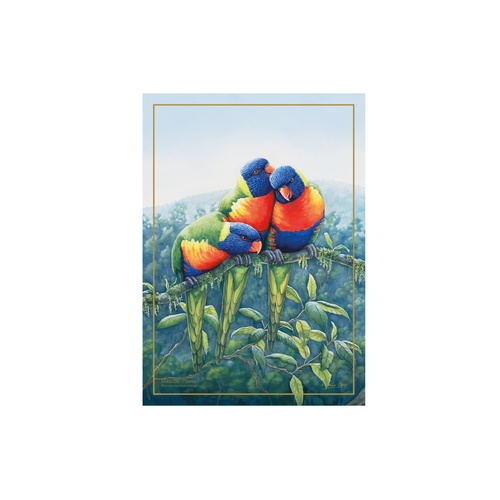 Katherine Castle Birds of Australia 10 Year Anniversary Rainbow Lorikeet 50 x 70cm Cotton Tea Towel