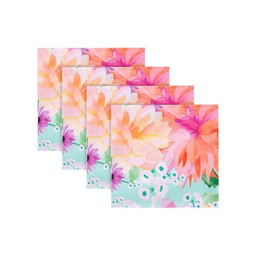 Teas & C's Dahlia Daze Set of 4 Sky Blue 45 x 45cm Cotton Napkins