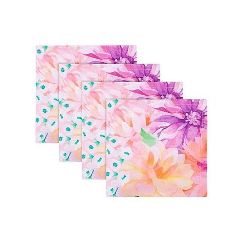 Teas & C's Dahlia Daze Set of 4 Pink 45 x 45cm Cotton Napkins