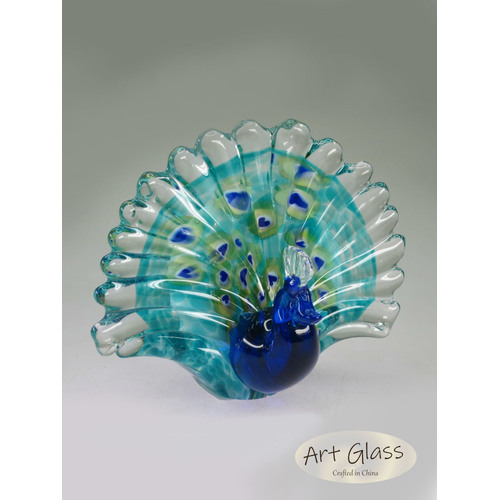Bohemia Crystal CN Art Glass 14cm Peacock