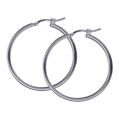 Sterling Silver Italian Plain Hoop Earrings