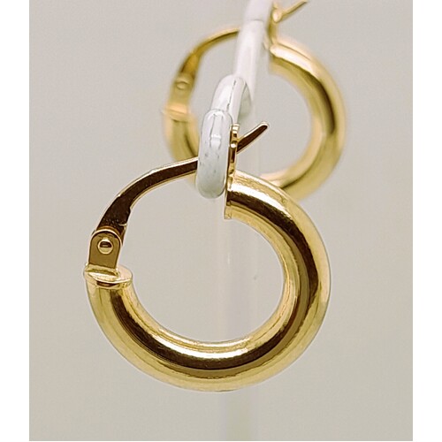 9 Carat Yellow Gold Italian Plain Small Hoop Earrings