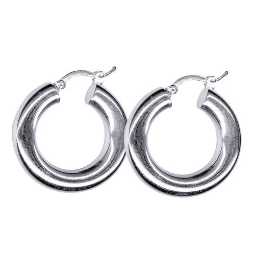Sterling Silver Italian Plain Hoop Earrings