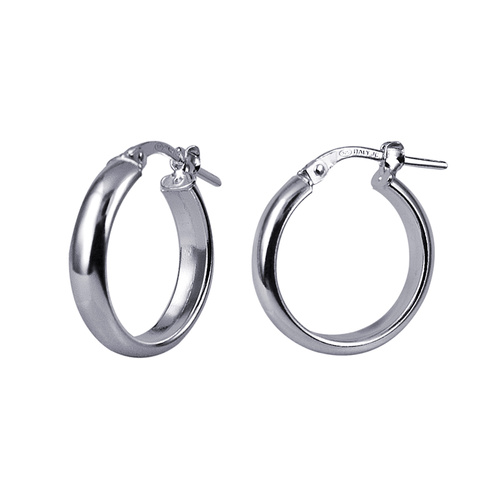 Sterling Silver Italian Half Round Hoop Earrings