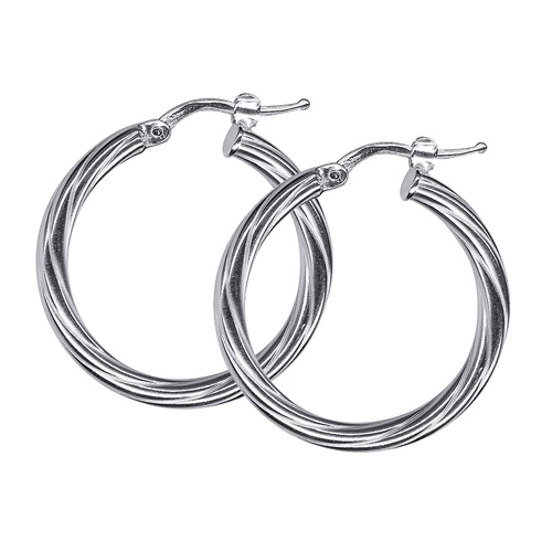 Sterling Silver Italian Twist Hoop Earrings