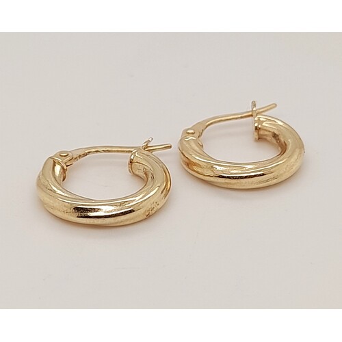 9 Carat Yellow Gold 3mm Twist Hoop Earrings