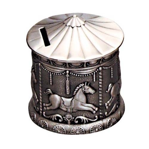 Merry Go Round Pewter Finish Money Box