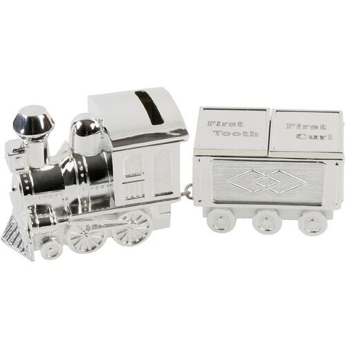 Silver Plate Mini Train Money Box with Tooth/Curl Carriage