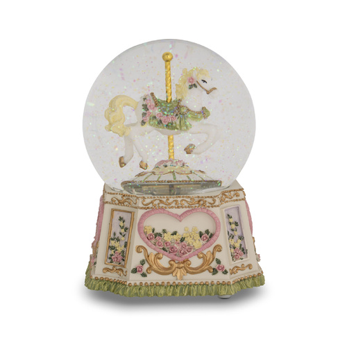 Musical Resin Carousel Horse Snowglobe