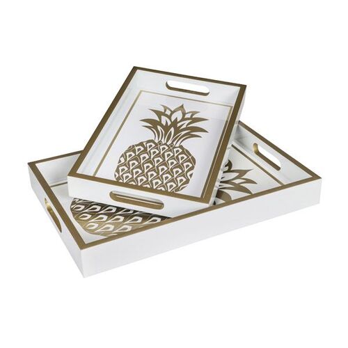 Kirabo Set of 2 Pineapple Design Trays